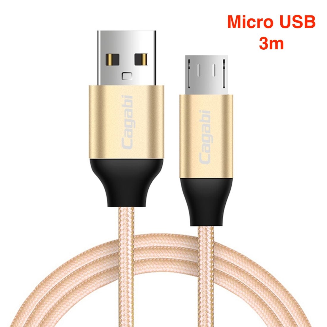 Ladekabel Micro-USB, 3m, rund, Farbe Gold - Calitronshop.com