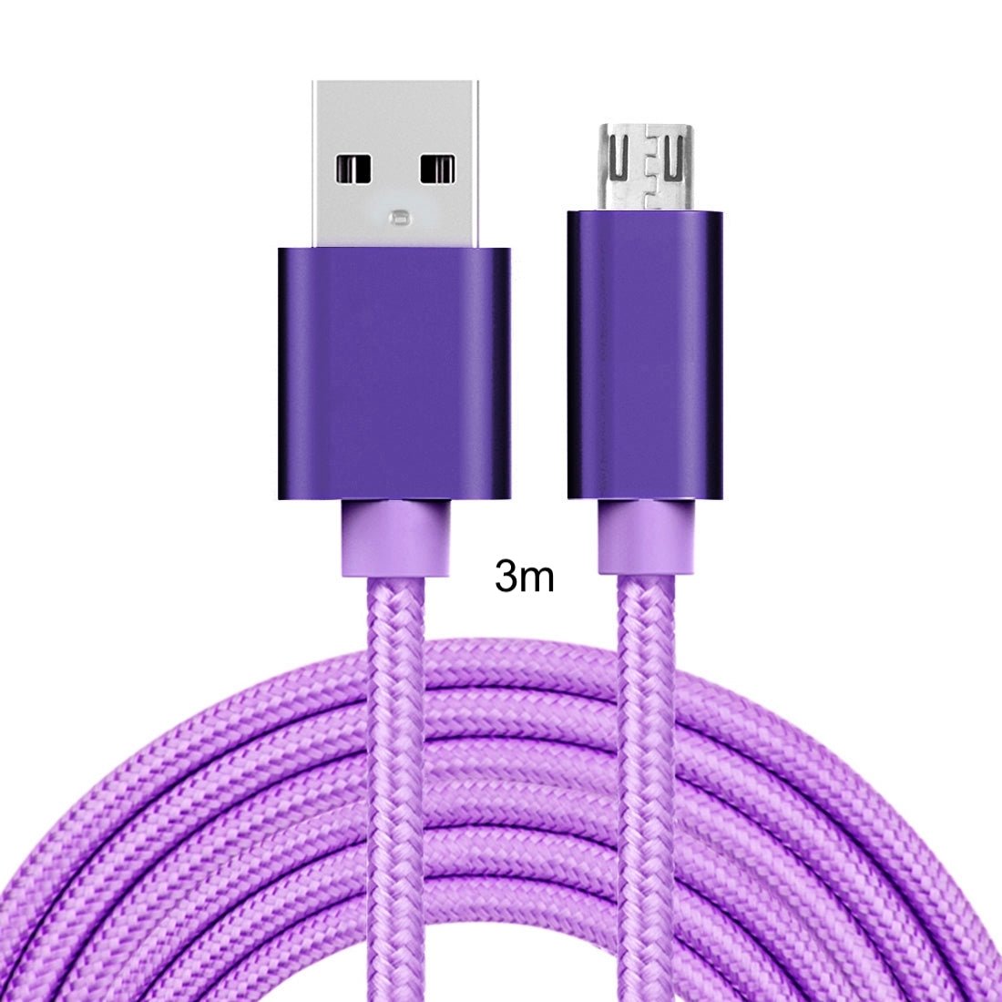 Ladekabel Micro-USB Violett Schnellladekabel 3m - Calitronshop.com