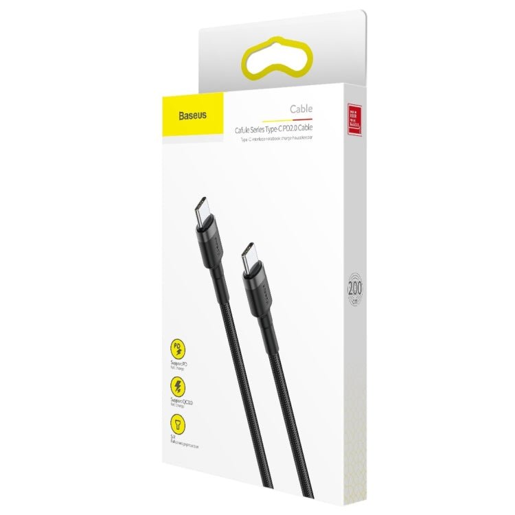 Ladekabel USB-C auf Typ C PD 2.0 60W, 2m, schwarz - Calitronshop.com