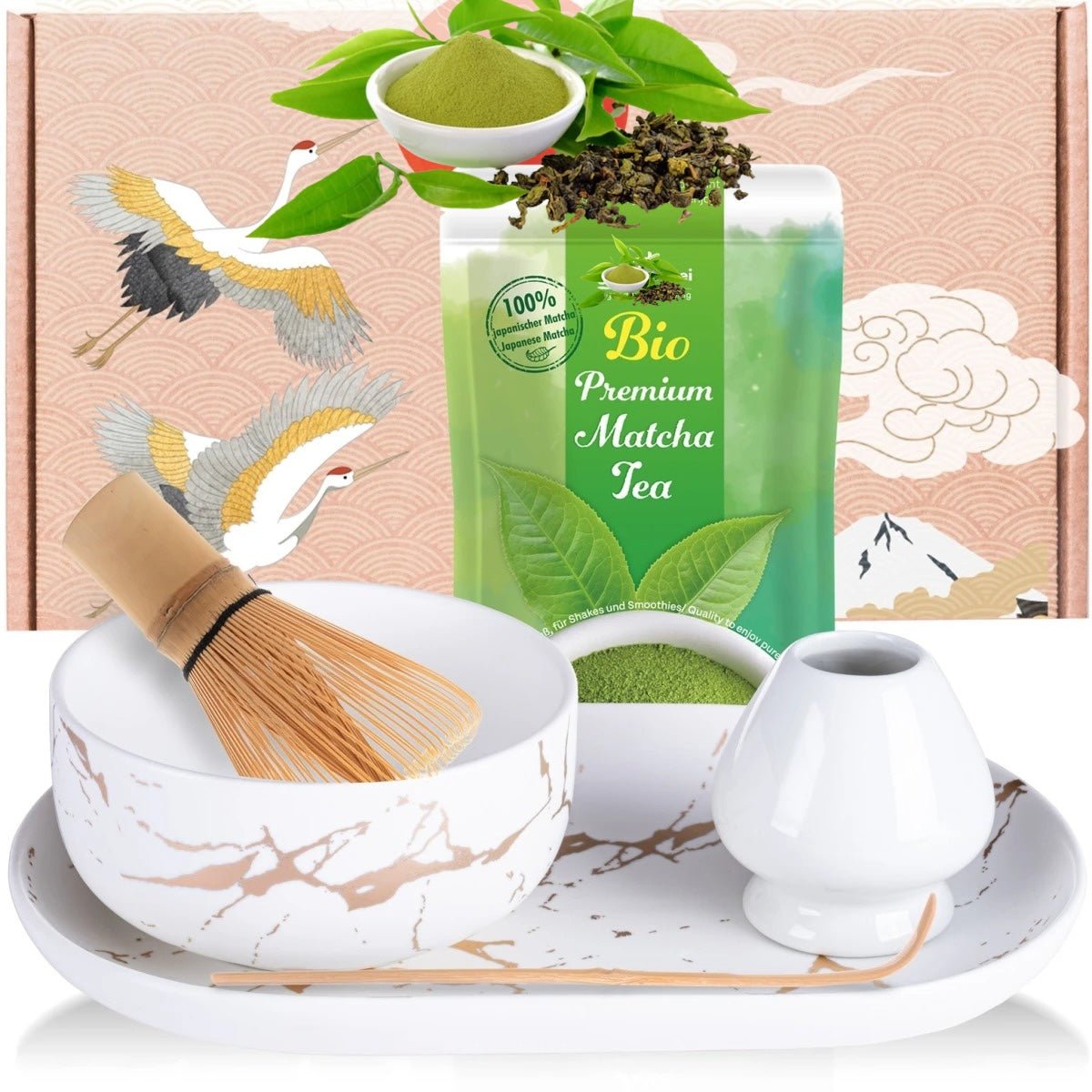Matcha Grün Tee Set Howaito inkl.Tee & Tablett - Calitronshop.com