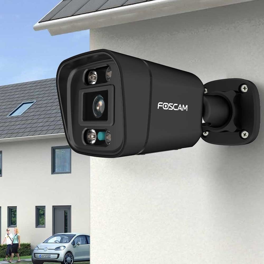 POE-Überwachungskamera mit integriertem Scheinwerfer & Alarmsirene schwarz - Calitronshop.com
