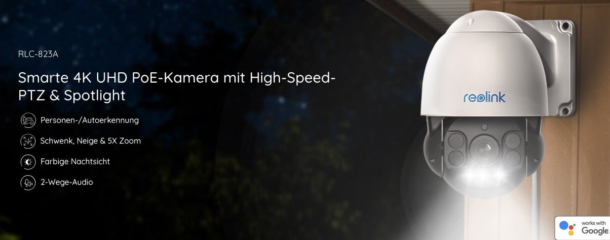 Reolink RLC-823A - D4K23 Smarte 4K UHD PoE-Kamera mit High-Speed-PTZ & Spotlight - Calitronshop.com