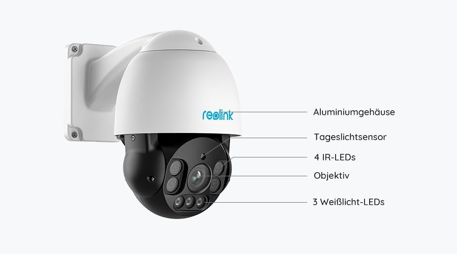 Reolink RLC-823A - D4K23 Smarte 4K UHD PoE-Kamera mit High-Speed-PTZ & Spotlight - Calitronshop.com