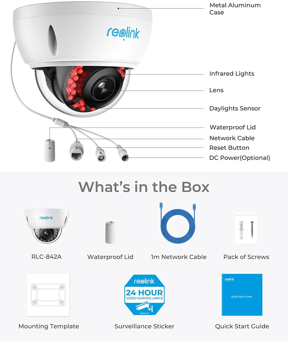 Reolink RLC-842A 4K PoE Überwachungskamera mit 5x opt. Zoom - Calitronshop.com