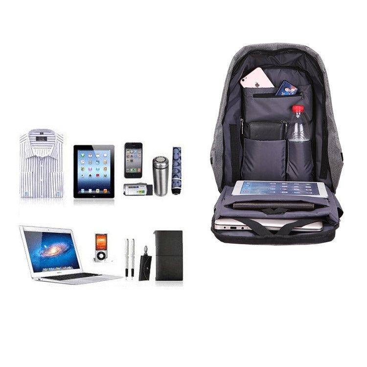 Rucksack mit USB Ladeanschluss Grau-schwarz - Calitronshop.com