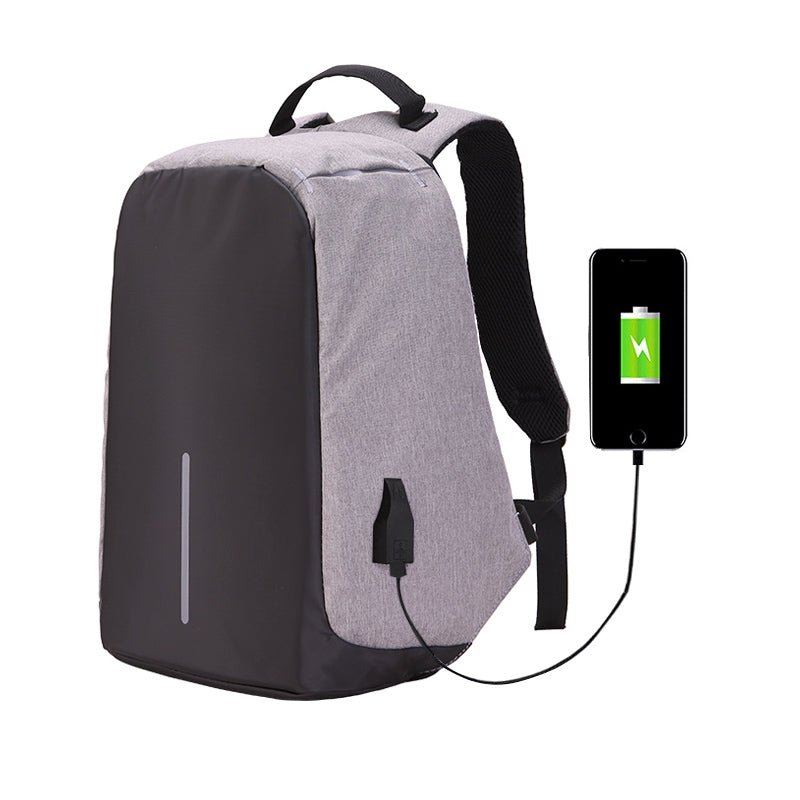 Rucksack mit USB Ladeanschluss Grau-schwarz - Calitronshop.com