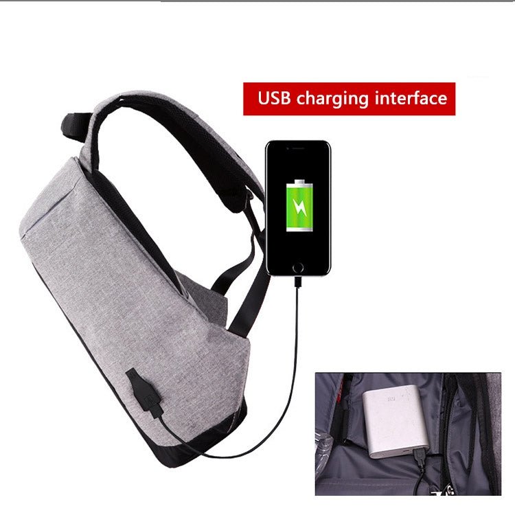 Rucksack mit USB Ladeanschluss Grau-schwarz - Calitronshop.com