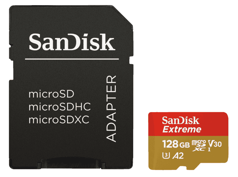 Sandisk Extreme microSDXC, 128 GB, U3, A2, V30 - Calitronshop.com