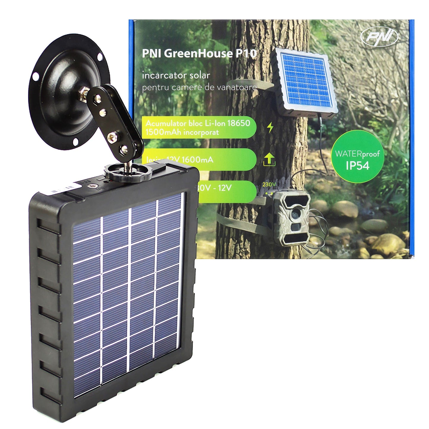 Solarladegerät für Jagdkamera PNI GreenHouse P10 1500 mAh - Calitronshop.com