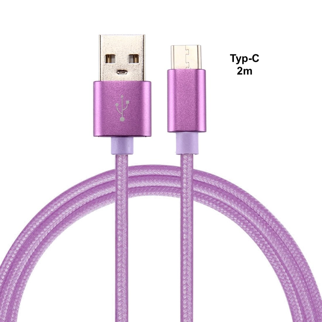 Typ C USB Schnell Ladekabel 2m Violett rund - Calitronshop.com