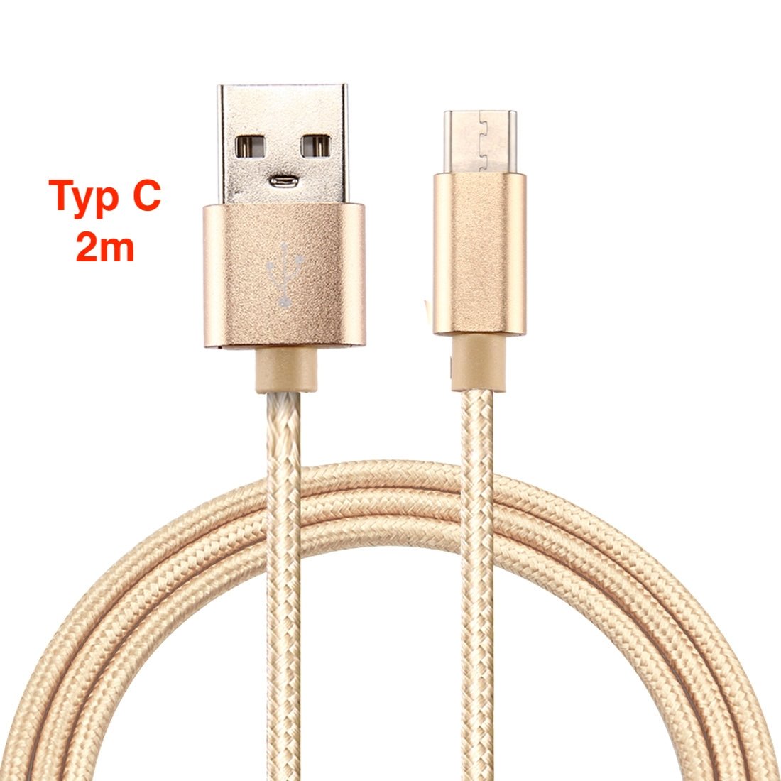 Typ C USB Schnell Ladekabel Gold 2m - Calitronshop.com