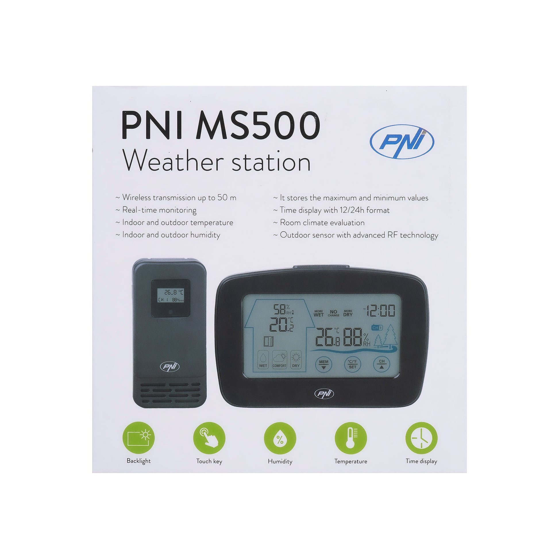 Wetterstation MS500 mit drahtlosem externen Sensor - Calitronshop.com