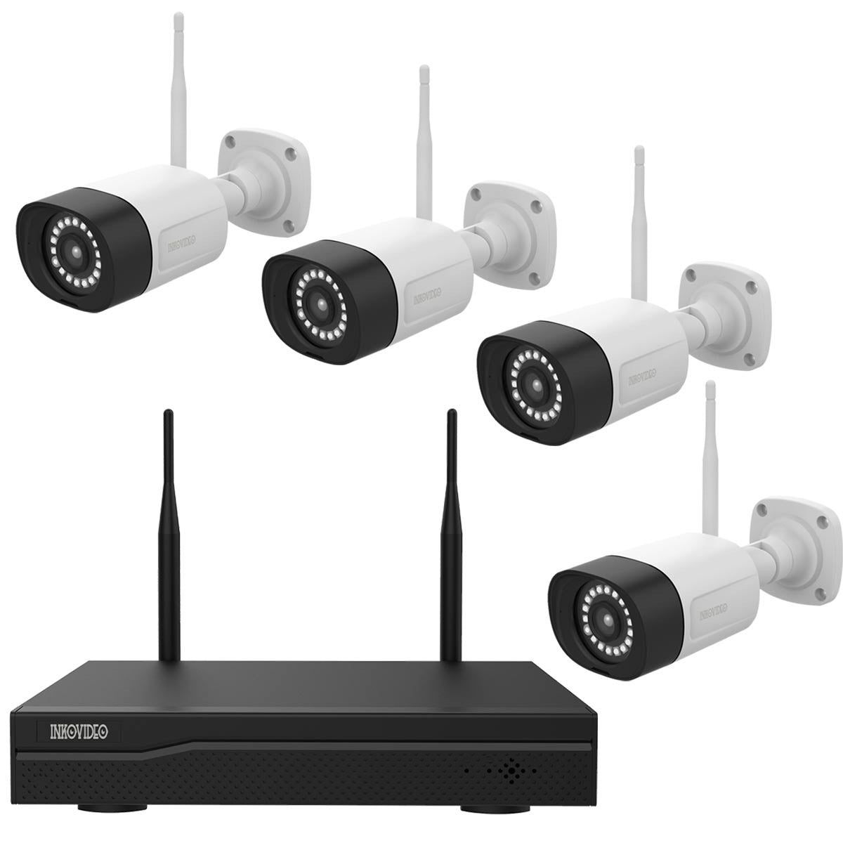 WLAN Überwachungsset mit 4 Kameras inkl.NVR Rekorder, INKO-24M - Calitronshop.com