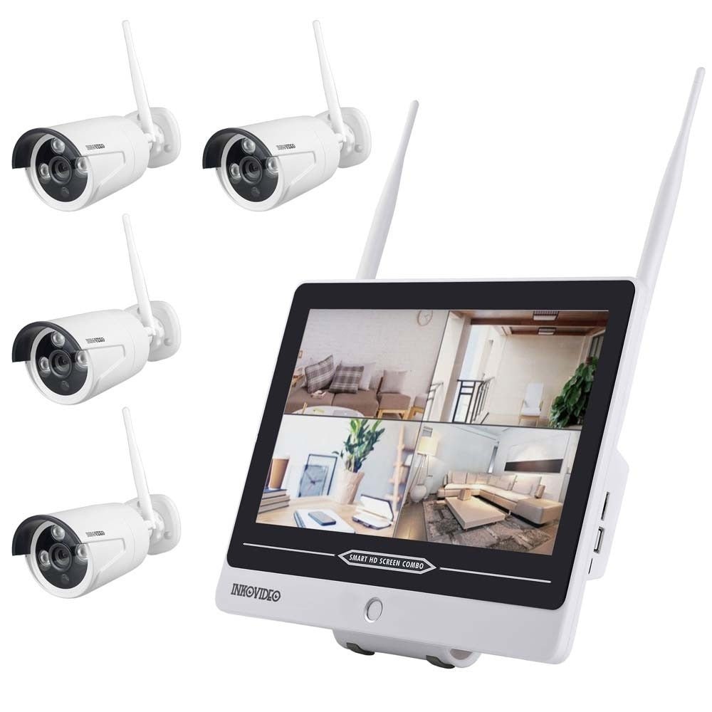 WLAN Überwachungsset mit Monitor & inkl. 4x Überwachungskameras INKO-AL3003-4 - Calitronshop.com